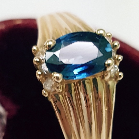 14k gold genuine 1.00ctsapphirediamonds ring